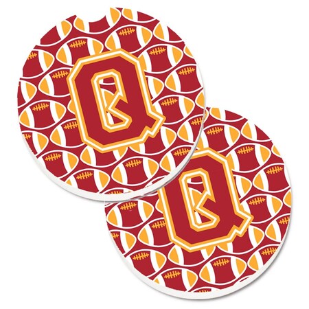 Carolines Treasures Letter Q Football Cardinal and Gold Set of 2 Cup Holder Car Coaster CJ1070-QCARC